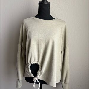 June & Hudson Light Olive Drawstring Sweatshirt
